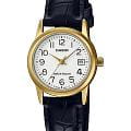 Casio Casio Collection LTP-V002GL-7B2  LTP-V002GL-7B2 кварцевые женские часы  белый циферблат, браслет кожаный — вид спереди