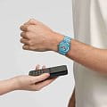 Swatch Swatch New Gent Swatch Pay! SVIZ105-5300 кварцевые женские часы часы, крупный план голубой циферблат