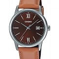 Casio Casio Collection MTP-V002L-5B3UDF (MTP-V002L-5B3)  MTP-V002L-5B3 кварцевые мужские часы  коричневый циферблат, браслет кожаный — вид спереди