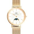 Daniel Wellington Daniel Wellington Petite Lune Melrose DW00100771  DW00100771 кварцевые женские часы  белый циферблат, браслет нержавеющая сталь с pvd-покрытием — вид спереди
