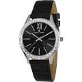 Jacques Lemans Jacques Lemans 1-1841A  1-1841A кварцевые женские часы  черный циферблат, браслет кожа + текстиль — вид спереди