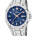 Jaguar Jaguar Diplomatic Quartz J1009/2  J1009/2 кварцевые мужские часы  синий циферблат, браслет нержавеющая сталь — вид спереди