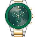 Citizen Citizen Eco-Drive AT2244-84X  AT2244-84X кварцевые мужские часы  зеленый циферблат, браслет нержавеющая сталь с ip-покрытием — вид спереди
