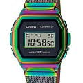 Casio Casio Collection A1000RBW-1  A1000RBW-1ER электронные женские часы  черный циферблат, браслет сталь с ip покрытием — вид спереди