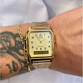 Casio Casio Collection AQ-230GA-9B кварцевые мужские часы часы, крупный план золотой циферблат