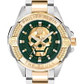 Philipp Plein Philipp Plein The Skull PWAAA2825  PWAAA2825 кварцевые мужские часы  зеленый циферблат, браслет нержавеющая сталь с pvd-покрытием — вид спереди