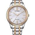 Citizen Citizen Eco-Drive EM0416-78A  EM0416-78A кварцевые женские часы  перламутровый циферблат, браслет нержавеющая сталь с ip-покрытием — вид спереди
