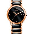 Rado Rado Centrix Diamonds R30555712  R30555712 кварцевые женские часы  черный циферблат, браслет сталь + pvd + керамика — вид спереди