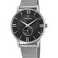 Festina Festina Retro F20568/4  F20568/4 кварцевые мужские часы  черный циферблат, браслет нержавеющая сталь — вид спереди