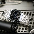 Casio Casio Vintage LA680WA-1BDF (LA680WA-1B) vintage японские женские часы на браслете нержавеющая сталь боковой вид