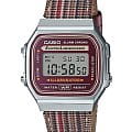 Casio Casio Collection A168WEFL-5AEF  A168WEFL-5AEF кварцевые мужские часы  бордовый циферблат, браслет кожаный — вид спереди