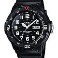 Casio Casio Collection MRW-200H-1BVDF (MRW-200H-1B)  MRW-200H-1B кварцевые мужские часы  черный циферблат, браслет пластик — вид спереди