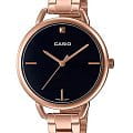 Casio Casio Collection LTP-E415PG-1C  LTP-E415PG-1C кварцевые женские часы  черный циферблат, браслет нержавеющая сталь с ip-покрытием — вид спереди
