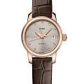 Mido Mido Baroncelli Lady Twenty Five M039.007.36.076.00  M0390073607600 механические женские часы  серебристый циферблат, браслет кожаный — вид спереди