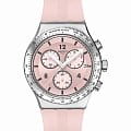 Swatch Swatch I New Chrono YVS532  YVS532 кварцевые мужские часы  розовый циферблат, браслет резина — вид спереди