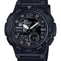 Casio Casio Illuminator AEQ-100W-1BVDF (AEQ-100W-1B)  AEQ-100W-1B кварцевые мужские часы  черный циферблат, браслет пластик — вид спереди