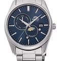 Orient Orient Sun & Moon RA-AK0303L  RA-AK0303L механические мужские часы  синий циферблат, браслет нержавеющая сталь — вид спереди