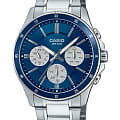 Casio Casio Collection MTP-1374D-2A3  MTP-1374D-2A3   кварцевые мужские часы  синий циферблат, браслет нержавеющая сталь — вид спереди