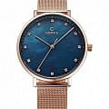 Obaku Obaku V186LXVLMV  V186LXVLMV кварцевые женские часы  синий циферблат, браслет  — вид спереди