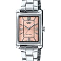 Casio Casio LTP-1234DD-4A  LTP-1234DD-4A кварцевые женские часы  розовый циферблат, браслет нержавеющая сталь — вид спереди