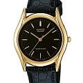 Casio Casio MTP-1154PQ-1A  MTP-1154PQ-1A кварцевые мужские часы  черный циферблат, браслет кожаный — вид спереди