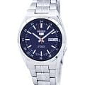Seiko Seiko Seiko 5 SNK563J1  SNK563J1 механические мужские часы  синий циферблат, браслет нержавеющая сталь — вид спереди
