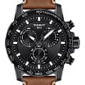 Tissot Tissot SuperSport Chrono T125.617.36.051.01 SuperSport Chrono T1256173605101 кварцевые мужские часы  черный циферблат, браслет кожаный — вид спереди