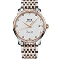Mido Mido Baroncelli Heritage Lady M027.207.22.016.00  M0272072201600 механические женские часы  бежевый циферблат, браслет сталь c pvd покрытием — вид спереди