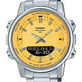 Casio Casio Collection AMW-880D-9AVDF (AMW-880D-9A)  AMW-880D-9A кварцевые мужские часы  желтый циферблат, браслет нержавеющая сталь — вид спереди