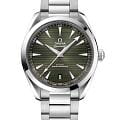 Omega Omega Seamaster Aqua Terra 220.10.41.21.10.001 Aqua Terra 22010412110001 механические мужские часы  зеленый циферблат, браслет нержавеющая сталь — вид спереди