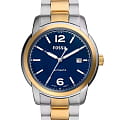 Fossil Fossil Heritage ME3230  ME3230 механические мужские часы  синий циферблат, браслет нержавеющая сталь с ip-покрытием — вид спереди