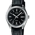 Casio Casio LTP-1302L-1A  LTP-1302L-1A кварцевые женские часы  черный циферблат, браслет кожаный — вид спереди