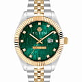 Philipp Plein Philipp Plein Date Superlative Gent PWMFA0325  PWMFA0325 кварцевые мужские часы  зеленый циферблат, браслет нержавеющая сталь с pvd-покрытием — вид спереди