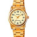 Casio Casio LTP-V001G-9B  LTP-V001G-9B кварцевые женские часы  шампань циферблат, браслет сталь с ip покрытием — вид спереди