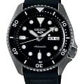 Seiko Seiko 5 Sports SRPD65K3  SRPD65K3 механические мужские часы  черный циферблат, браслет кожа + силикон — вид спереди