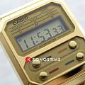 Casio Casio Vintage A100WEG-9A кварцевые мужские часы часы, крупный план черный циферблат