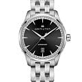 Hamilton Hamilton Jazzmaster Gents Auto H32475130  H32475130 механические мужские часы  черный циферблат, браслет нержавеющая сталь — вид спереди