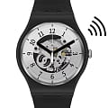 Swatch Swatch New Gent Bioceramic Swatch Pay! SO32B112-5300  SO32B112-5300 кварцевые женские часы  серебристый циферблат, браслет биоматериал — вид спереди