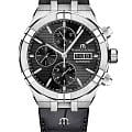 Maurice Lacroix Maurice Lacroix Aikon Automatic Chronograph AI6038-SS001-330-1  AI6038-SS001-330-1 механические мужские часы  черный циферблат, браслет кожаный — вид спереди