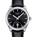 Tissot Tissot PR 100 Powermatic 80 T101.407.16.051.00 PR 100 T1014071605100 механические мужские часы  черный циферблат, браслет кожаный — вид спереди