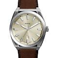 Fossil Fossil Everett FS6071  FS6071 кварцевые мужские часы  шампань циферблат, браслет кожаный — вид спереди