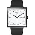 Swatch Swatch Square Bioceramic Standard SO34B700  SO34B700 кварцевые женские часы  белый циферблат, браслет биоматериал — вид спереди