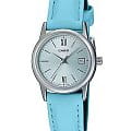 Casio Casio Collection LTP-V002L-2B3  LTP-V002L-2B3 кварцевые женские часы  голубой циферблат, браслет кожаный — вид спереди