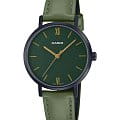 Casio Casio Collection LTP-VT02BL-3A  LTP-VT02BL-3A кварцевые женские часы  зеленый циферблат, браслет кожаный — вид спереди