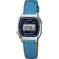 Casio Casio Illuminator LA670WEL-2A2  LA670WEL-2A2 кварцевые женские часы  серый циферблат, браслет кожа + текстиль — вид спереди