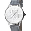 Just Cavalli Just Cavalli Logo JC1L032L0045  JC1L032L0045 кварцевые женские часы  серебристый циферблат, браслет кожаный — вид спереди