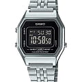 Casio Casio Vintage LA680WA-1BDF (LA680WA-1B)  LA680WA-1B кварцевые женские часы  черный циферблат, браслет нержавеющая сталь — вид спереди