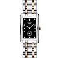 Longines Longines DolceVita L5.512.5.57.7  L55125577 кварцевые женские часы  черный циферблат, браслет нержавеющая сталь + золото 18к — вид спереди