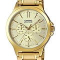 Casio Casio Collection MTP-V300G-9AUDF (MTP-V300G-9A)  MTP-V300G-9A кварцевые мужские часы  золотой циферблат, браслет нержавеющая сталь с ip-покрытием — вид спереди