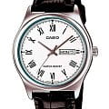 Casio Casio Collection MTP-V006L-7BUDF (MTP-V006L-7B)  MTP-V006L-7B кварцевые мужские часы  белый циферблат, браслет кожаный — вид спереди